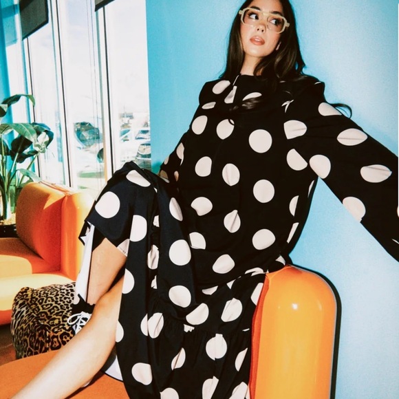 Dressed in Lala NWT Doing What I Damn Well Please Collared Polka Dot maxi Dress - Picture 1 of 16